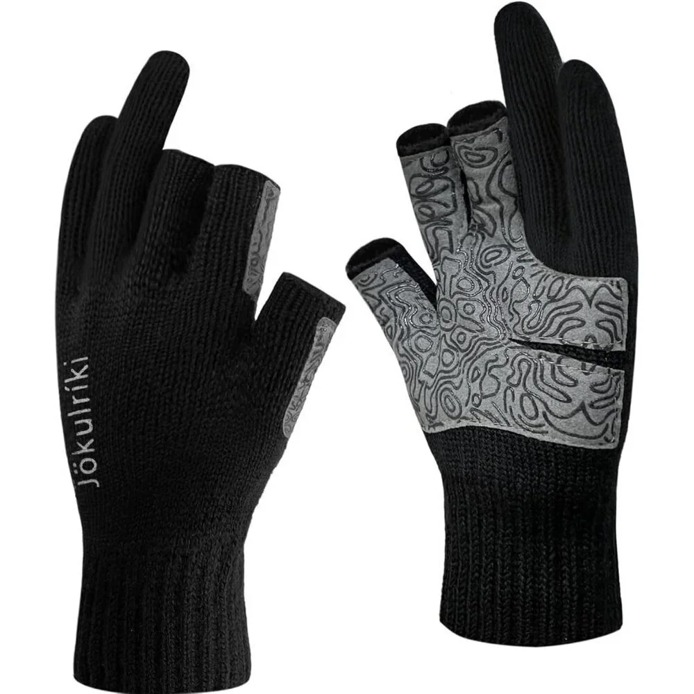Merino Wool Gloves 3-Cut Fingers Warm Men Women Cold Weather Outdoor Gear